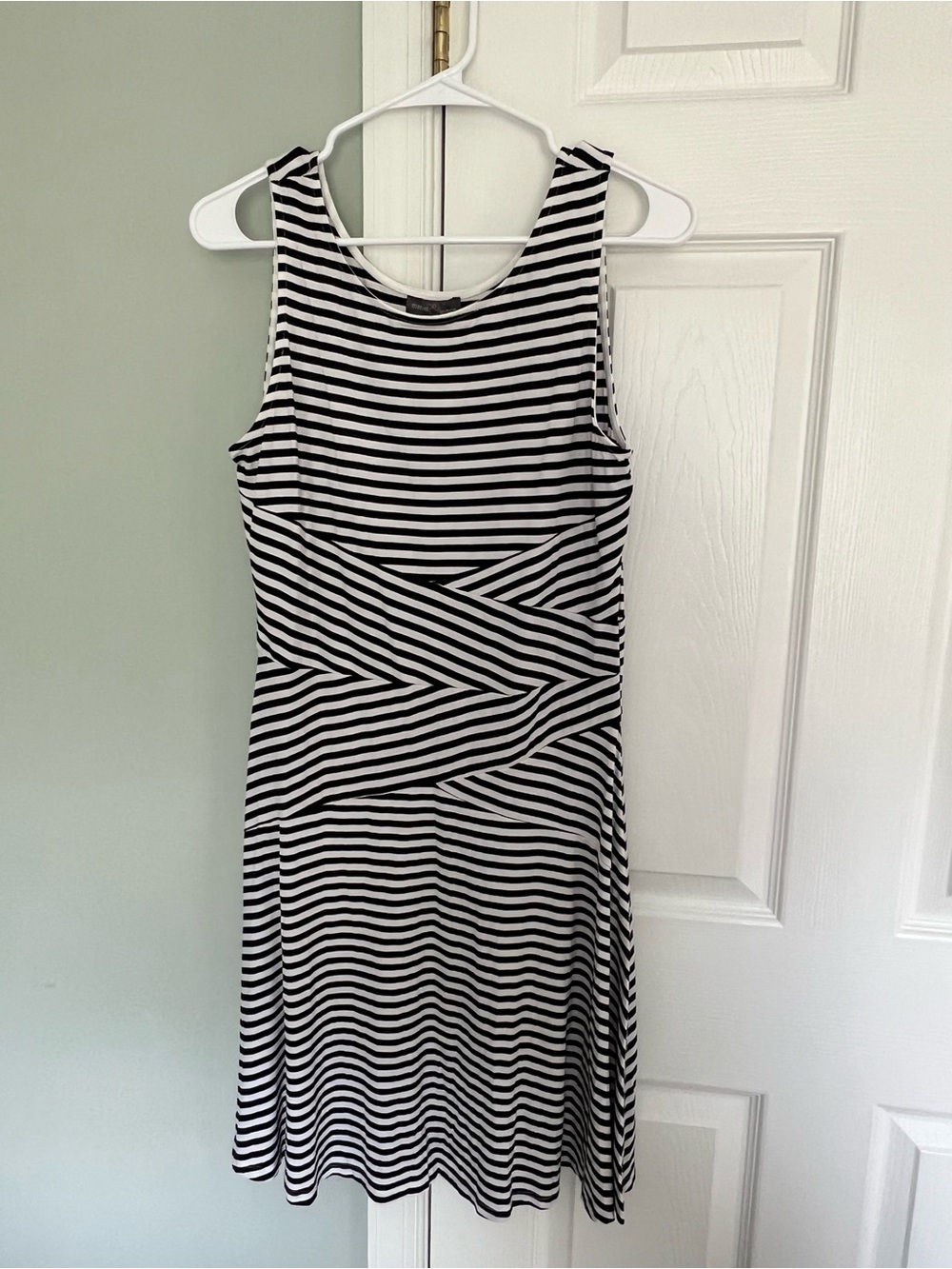 Market & Spruce Black and White Striped Sleeveless Midi Dress
